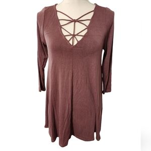 𝅺Boutique 3/4 sleeve maroon‎ top